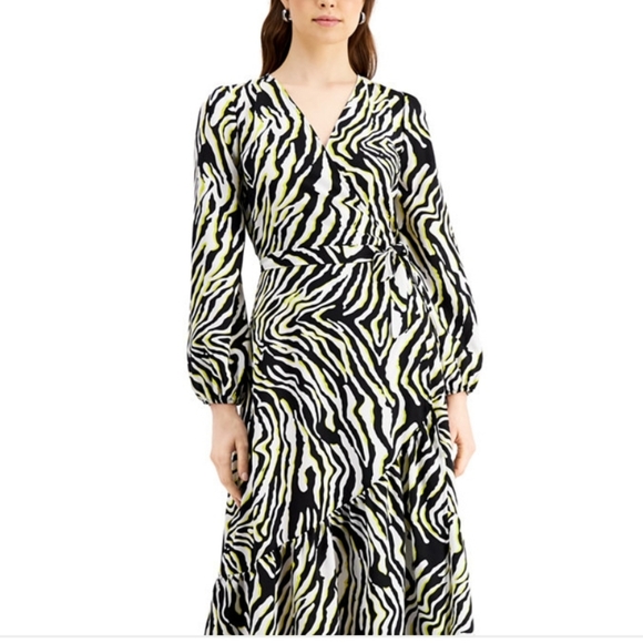 Bar III Zebra Print Maxi Wrap Dress - Picture 8 of 12